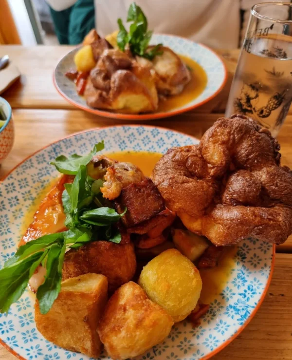 Traditional Sunday Roast Beef With Yorkshire Puddings At Whipley Manor Farm